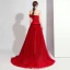 Fashion Burgundy Jumpsuit 2020 Off-The-Shoulder Short Sleeve Bow Sweep Train Backless Evening Dresses