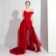 Fashion Burgundy Jumpsuit 2020 Off-The-Shoulder Short Sleeve Bow Sweep Train Backless Evening Dresses
