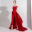 Fashion Burgundy Jumpsuit 2020 Off-The-Shoulder Short Sleeve Bow Sweep Train Backless Evening Dresses