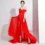 Fashion Burgundy Jumpsuit 2020 Off-The-Shoulder Short Sleeve Bow Sweep Train Backless Evening Dresses
