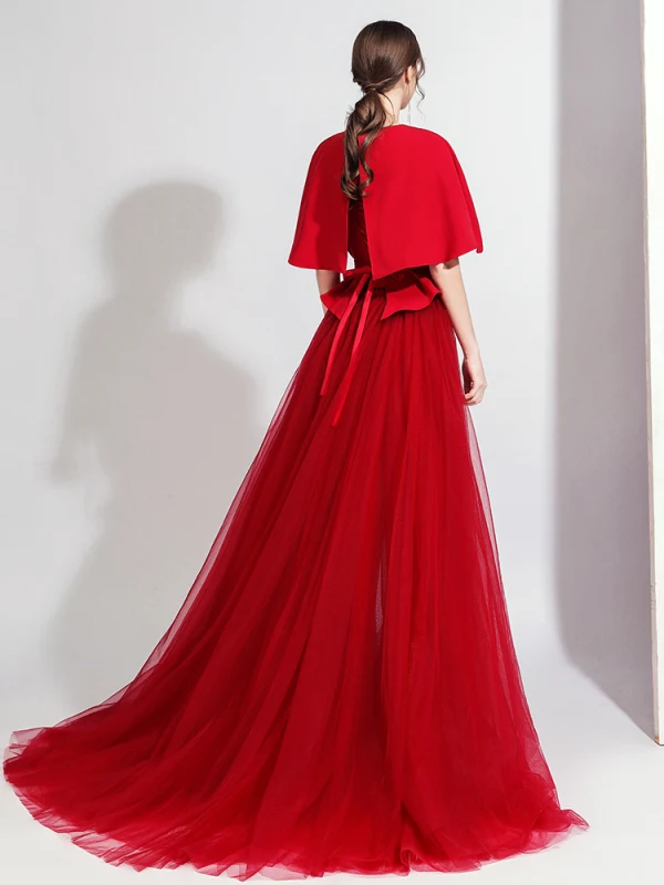 Fashion Burgundy Jumpsuit With Shawl 2020 Scoop Neck Sleeveless Rhinestone Sash Sweep