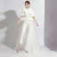 Fashion Burgundy Jumpsuit With Shawl 2020 Scoop Neck Sleeveless Rhinestone Sash Detachable Sweep Train Evening Dresses