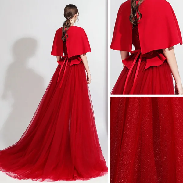 Fashion Burgundy Jumpsuit With Shawl 2020 Scoop Neck Sleeveless Rhinestone Sash Detachable Sweep Train Evening Dresses