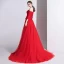 Fashion Red Jumpsuit 2020 One-Shoulder 3/4 Sleeve Detachable Sweep Train Backless Evening Dresses