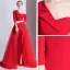 Fashion Red Jumpsuit 2020 One-Shoulder 3/4 Sleeve Detachable Sweep Train Backless Evening Dresses