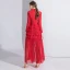Fashion Red Evening Dresses  2020 A-Line / Princess V-Neck Long Sleeve Floor-Length / Long Cascading Ruffles Formal Dresses