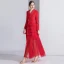 Fashion Red Evening Dresses  2020 A-Line / Princess V-Neck Long Sleeve Floor-Length / Long Cascading Ruffles Formal Dresses