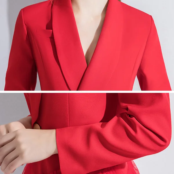 Fashion Red Evening Dresses  2020 A-Line / Princess V-Neck Long Sleeve Floor-Length / Long Cascading Ruffles Formal Dresses