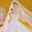 Chic / Belle Blanche La Mariée Robe De Mariée 2020 Robe Boule Transparentes Encolure Dégagée Dos Nu Manches Courtes Perlage Gland Appliques En Dentelle Perle Paillettes Royal Train Volants