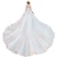 Victorian Style White Satin Bridal Wedding Dresses 2020 Ball Gown Scoop Neck Puffy 3/4 Sleeve Backless Appliques Lace Beading Cathedral Train