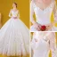 Romantisk Vita Brud Bröllopsklänningar 2020 Balklänning V-Hals 3/4 ärm Halterneck Appliqués Spets Blomma Beading Cathedral Train