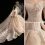 Luxe Champagne La Mariée Robe De Mariée 2020 Robe Boule De l'épaule Manches Courtes Dos Nu Glitter Tulle Perlage Appliques En Dentelle Royal Train Volants