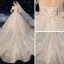 Vintage / Retro Champagne Bridal Wedding Dresses 2020 Ball Gown See-through High Neck Sleeveless Backless Appliques Lace Beading Pearl Glitter Tulle Cathedral Train Ruffle
