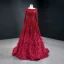 Scintillantes Rouge Paillettes Tapis rouge Robe De Soirée 2020 Princesse Encolure Dégagée Manches Longues Plumes Train De Balayage Volants Dos Nu Robe De Ceremonie