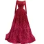 Scintillantes Rouge Paillettes Tapis rouge Robe De Soirée 2020 Princesse Encolure Dégagée Manches Longues Plumes Train De Balayage Volants Dos Nu Robe De Ceremonie