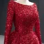 Scintillantes Rouge Paillettes Tapis rouge Robe De Soirée 2020 Princesse Encolure Dégagée Manches Longues Plumes Train De Balayage Volants Dos Nu Robe De Ceremonie