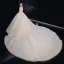 Vintage / Retro Champagne Bridal Wedding Dresses 2020 Ball Gown High Neck Short Sleeve Backless Appliques Lace Flower Handmade  Beading Royal Train