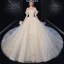 Best Champagne Bridal Wedding Dresses 2020 Ball Gown Off-The-Shoulder Short Sleeve Backless Appliques Lace Beading Glitter Tulle Royal Train