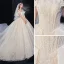 Best Champagne Bridal Wedding Dresses 2020 Ball Gown Off-The-Shoulder Short Sleeve Backless Appliques Lace Beading Glitter Tulle Royal Train