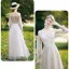 Affordable Champagne Bridesmaid Dresses 2020 A-Line / Princess Backless Appliques Lace Floor-Length / Long