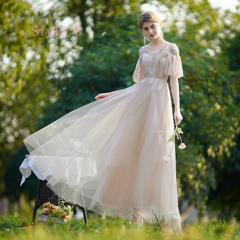 princess polly baby blue dress Affordable Champagne Bridesmaid Dresses 2020 A-Line Princess Backless Appliques Lace