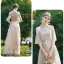 Affordable Champagne Bridesmaid Dresses 2020 A-Line / Princess Backless Appliques Lace Floor-Length / Long