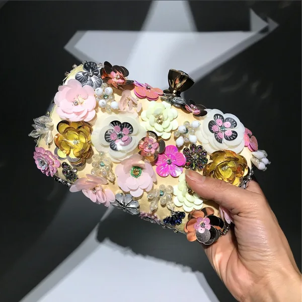 Fée Des Fleurs Bleu Roi Carrés Pochette 2020 Métal Perlage Fait main Fleur