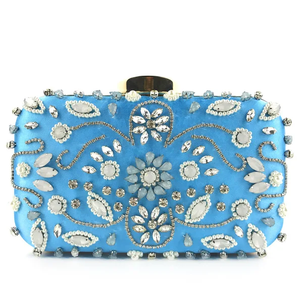 Chic / Beautiful Gold Square Clutch Bags 2020 Metal Beading Rhinestone