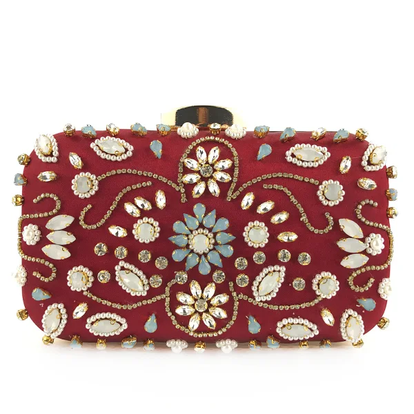 Chic / Beautiful Gold Square Clutch Bags 2020 Metal Beading Rhinestone