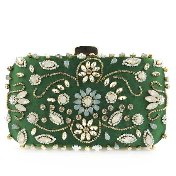 Chic / Beautiful Gold Square Clutch Bags 2020 Metal Beading Rhinestone