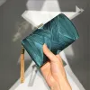Modest / Simple Dark Green Square Ruffle Clutch Bags 2020 Metal Tassel