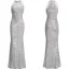 Glitzernden Silber Abendkleider 2020 Meerjungfrau Rundhalsausschnitt Ärmellos Pailletten Perlenstickerei Sweep / Pinsel Zug Rüschen Festliche Kleider