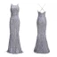 Fashion Purple Evening Dresses  2020 Trumpet / Mermaid Scoop Neck Sleeveless Sequins Tassel Floor-Length / Long Ruffle Backless Formal Dresses