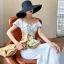 Chic / Beautiful White Evening Dresses  2020 Trumpet / Mermaid Off-The-Shoulder Short Sleeve Appliques Lace Beading Sequins Floor-Length / Long Ruffle Backless Formal Dresses