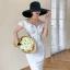 Chic / Beautiful White Evening Dresses  2020 Trumpet / Mermaid Off-The-Shoulder Short Sleeve Appliques Lace Beading Sequins Floor-Length / Long Ruffle Backless Formal Dresses