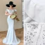 Chic / Beautiful White Evening Dresses  2020 Trumpet / Mermaid Off-The-Shoulder Short Sleeve Appliques Lace Beading Sequins Floor-Length / Long Ruffle Backless Formal Dresses