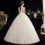 Affordable White Outdoor / Garden Wedding Dresses 2020 Ball Gown High Neck Short Sleeve Backless Appliques Lace Sequins Beading Pearl Floor-Length / Long Ruffle