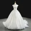 Luxus / Herrlich Weiß Hochzeits Brautkleider / Hochzeitskleider 2020 Ballkleid Durchsichtige Stehkragen Ärmellos Rückenfreies Handgefertigt Perlenstickerei Glanz Tülle Kapelle-Schleppe