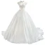 Luxus / Herrlich Weiß Hochzeits Brautkleider / Hochzeitskleider 2020 Ballkleid Durchsichtige Stehkragen Ärmellos Rückenfreies Handgefertigt Perlenstickerei Glanz Tülle Kapelle-Schleppe