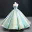 Luxury / Gorgeous Mint Green Satin Prom Dresses 2020 Ball Gown Spaghetti Straps Sleeveless Beading Floor-Length / Long Ruffle Backless Formal Dresses