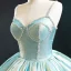 Luxury / Gorgeous Mint Green Satin Prom Dresses 2020 Ball Gown Spaghetti Straps Sleeveless Beading Floor-Length / Long Ruffle Backless Formal Dresses