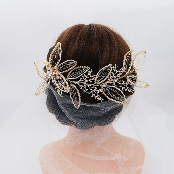 Elegant Gold Bridal Jewelry 2020 Metal Beading Rhinestone Headpieces Tassel Earrings Bridal Hair Accessories