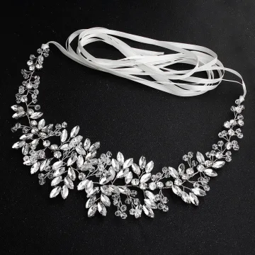 Eleganta Silver Pannband Brud Huvudbonad 2020 Legering Snörning Rhinestone Hårsmycken