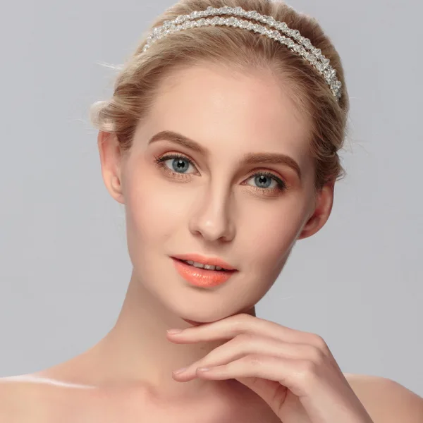 Enkla Silver Hårsmycken Brud Huvudbonad 2020 Metall Kristall Rhinestone Bröllop Hair Hoop