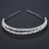 Modest / Simple Silver Headpieces Bridal Hair Accessories 2020 Metal Crystal Rhinestone Wedding Hair Hoop