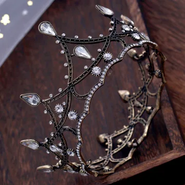Vintage Retro Baroque Bronze Tiara Accessories 2020 Metal Rhinestone Bridal Hair Accessories