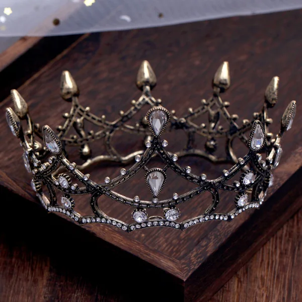 Vintage Barokk Bronse Tiara Tilbehør 2020 Metall Rhinestone Har Tilbehor