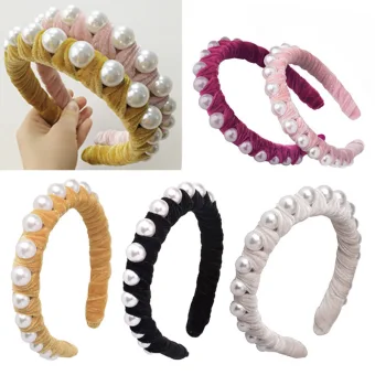 Chic Beautiful Velour Hair Hoop 2020 Pearl Headpieces