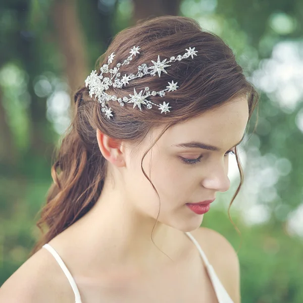 Modest / Simple Silver Headpieces Bridal Hair Accessories 2020 Metal Crystal Rhinestone Wedding Accessories