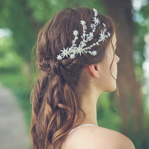 Modest / Simple Silver Headpieces Bridal Hair Accessories 2020 Metal Crystal Rhinestone Wedding Accessories